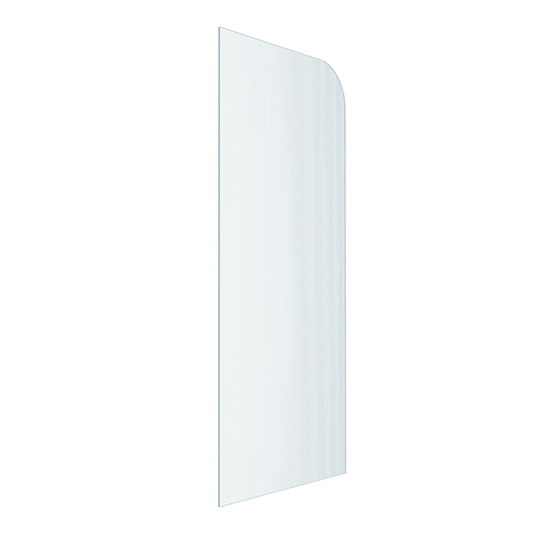 Fluted Glass Shower Screen Fixed Panels - Walk-in shower panel with radius corner, Ultra-clear narrow reed glass