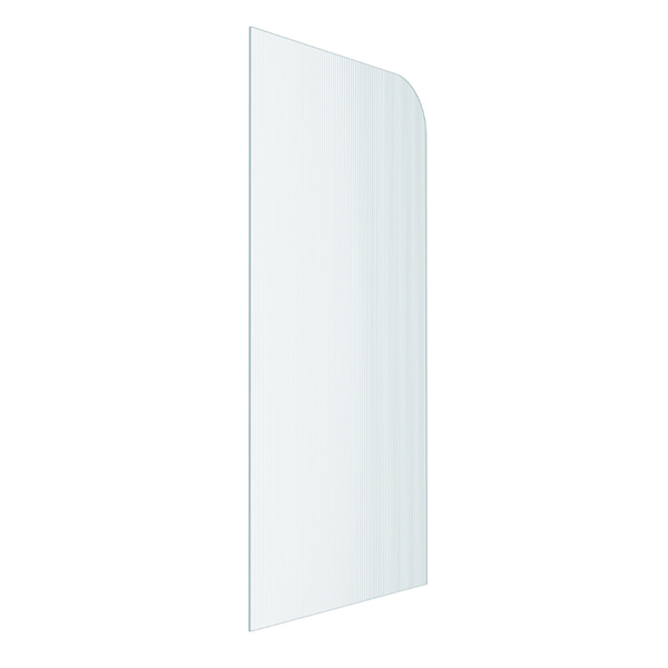 Fluted Glass Shower Screen Fixed Panels - Walk-in shower panel with radius corner, Ultra-clear narrow reed glass