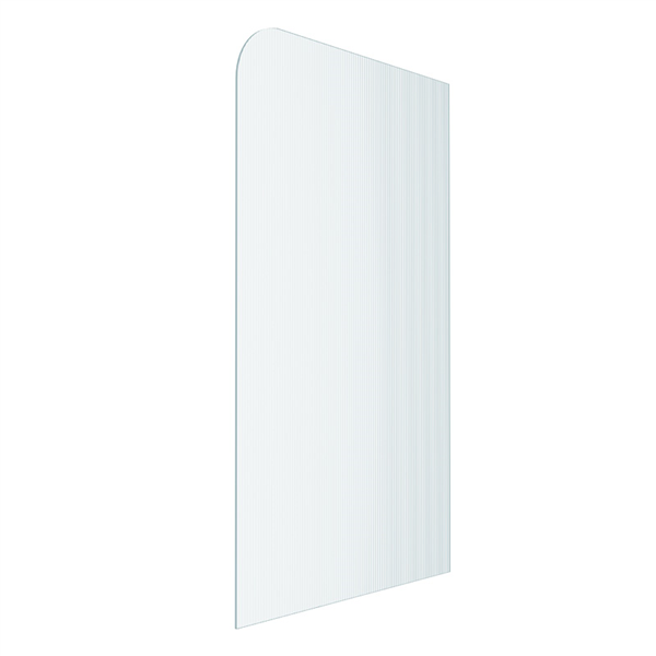 Fluted Glass Shower Screen Fixed Panels - Walk-in shower panel with radius corner, Ultra-clear narrow reed glass