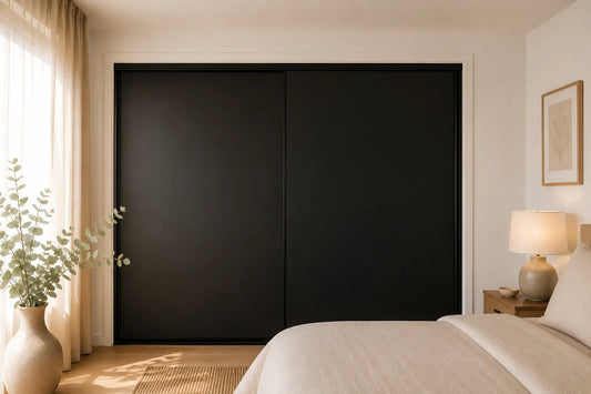 Standard Framed Sliding Wardrobe Doors — Black Vinyl