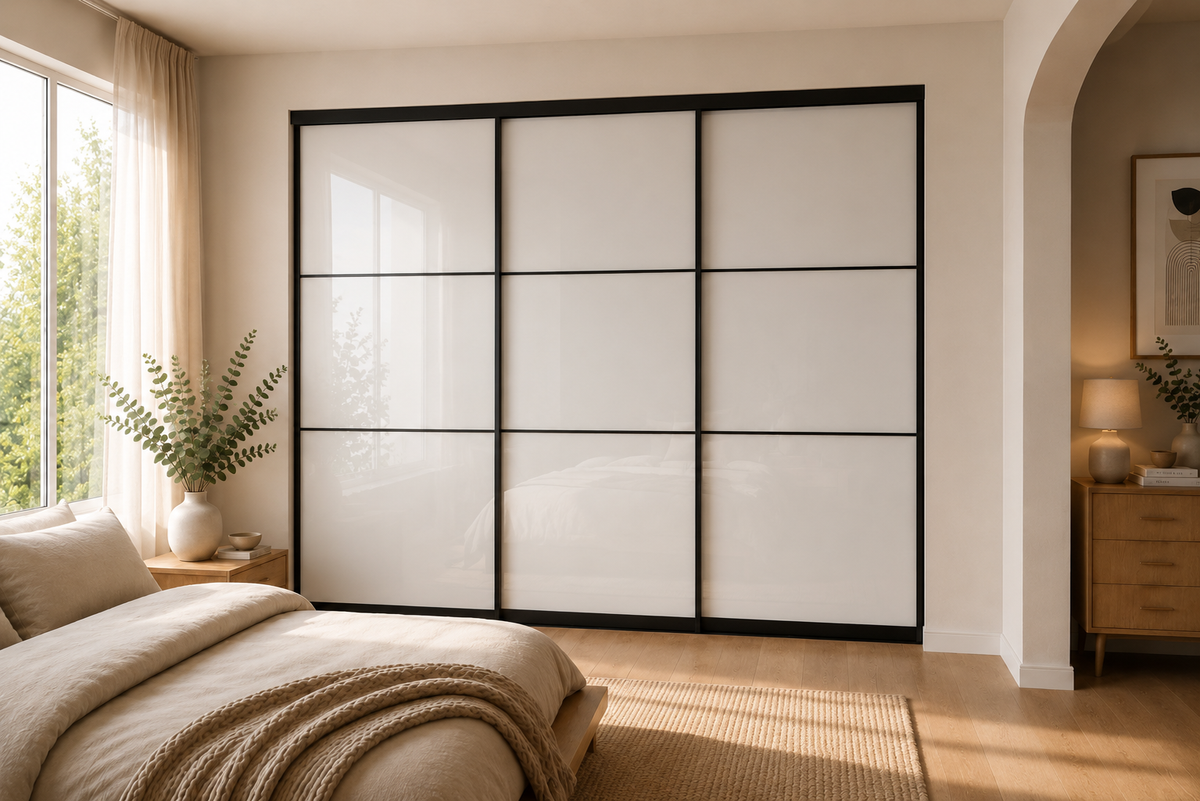 Sliding Wardrobe Doors — Mirror with Horizontal Strips