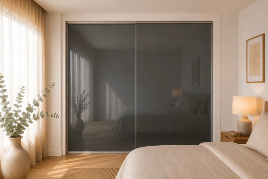 Standard Framed Sliding Wardrobe Doors — Grey Mirror