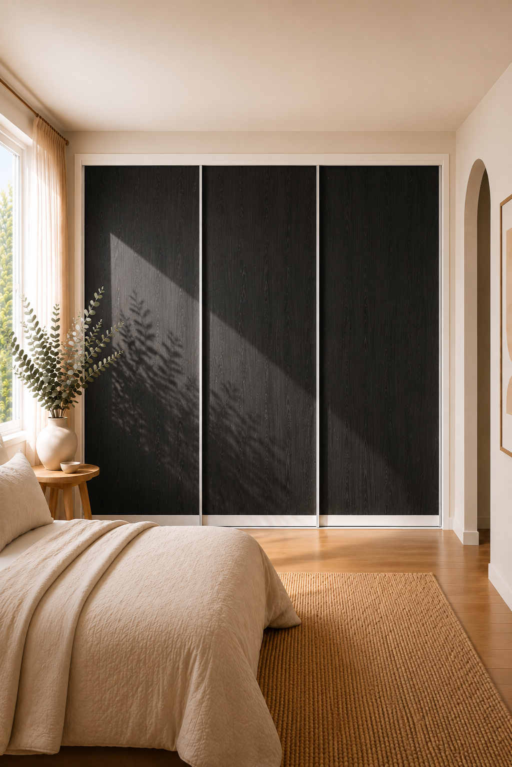 Polytec Sliding Wardrobe Doors — Black Ply