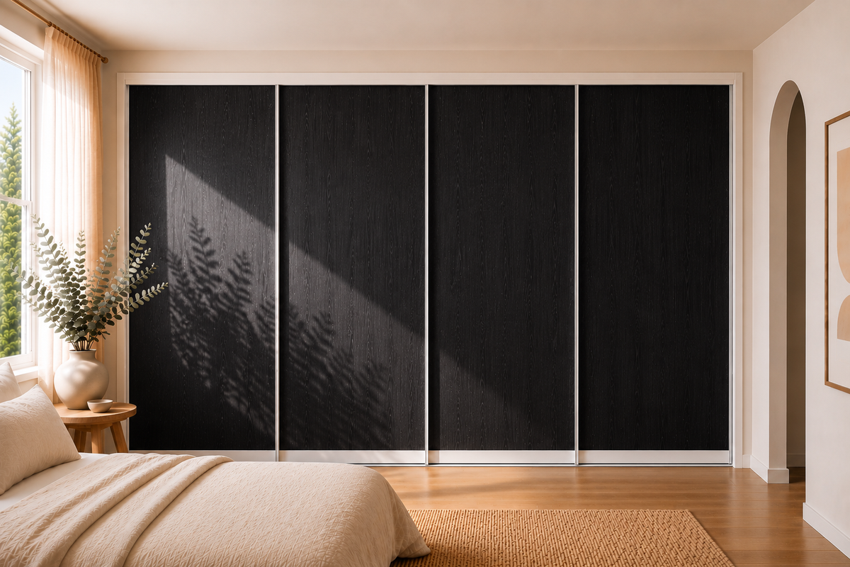 Polytec Sliding Wardrobe Doors — Black Ply