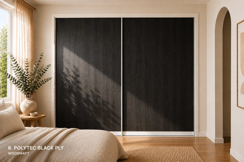 Polytec Sliding Wardrobe Doors — Black Ply