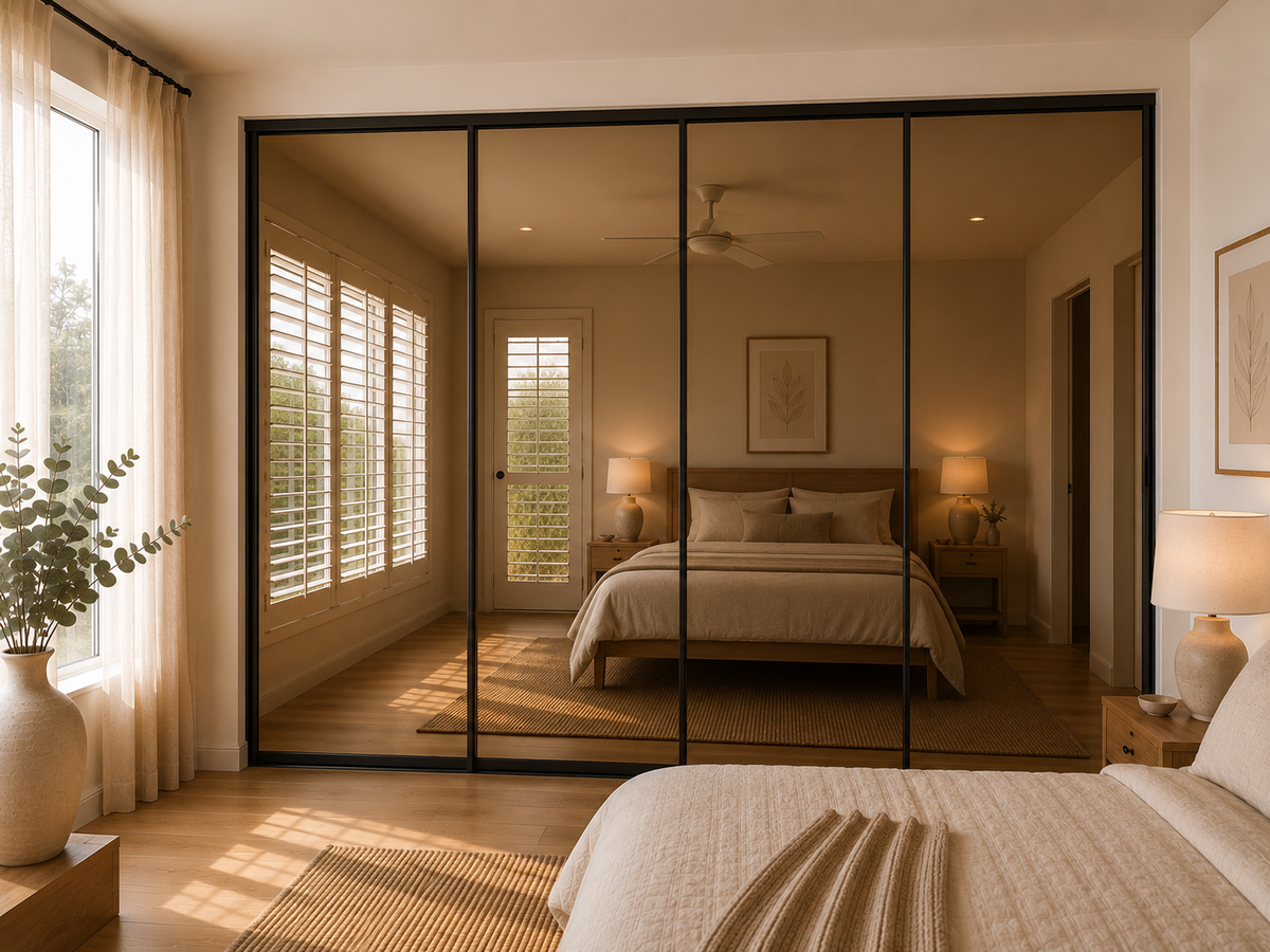 Standard Framed Sliding Wardrobe Doors — Bronze Glass