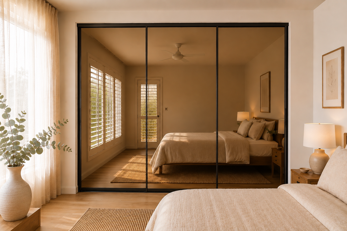 Standard Framed Sliding Wardrobe Doors — Bronze Glass