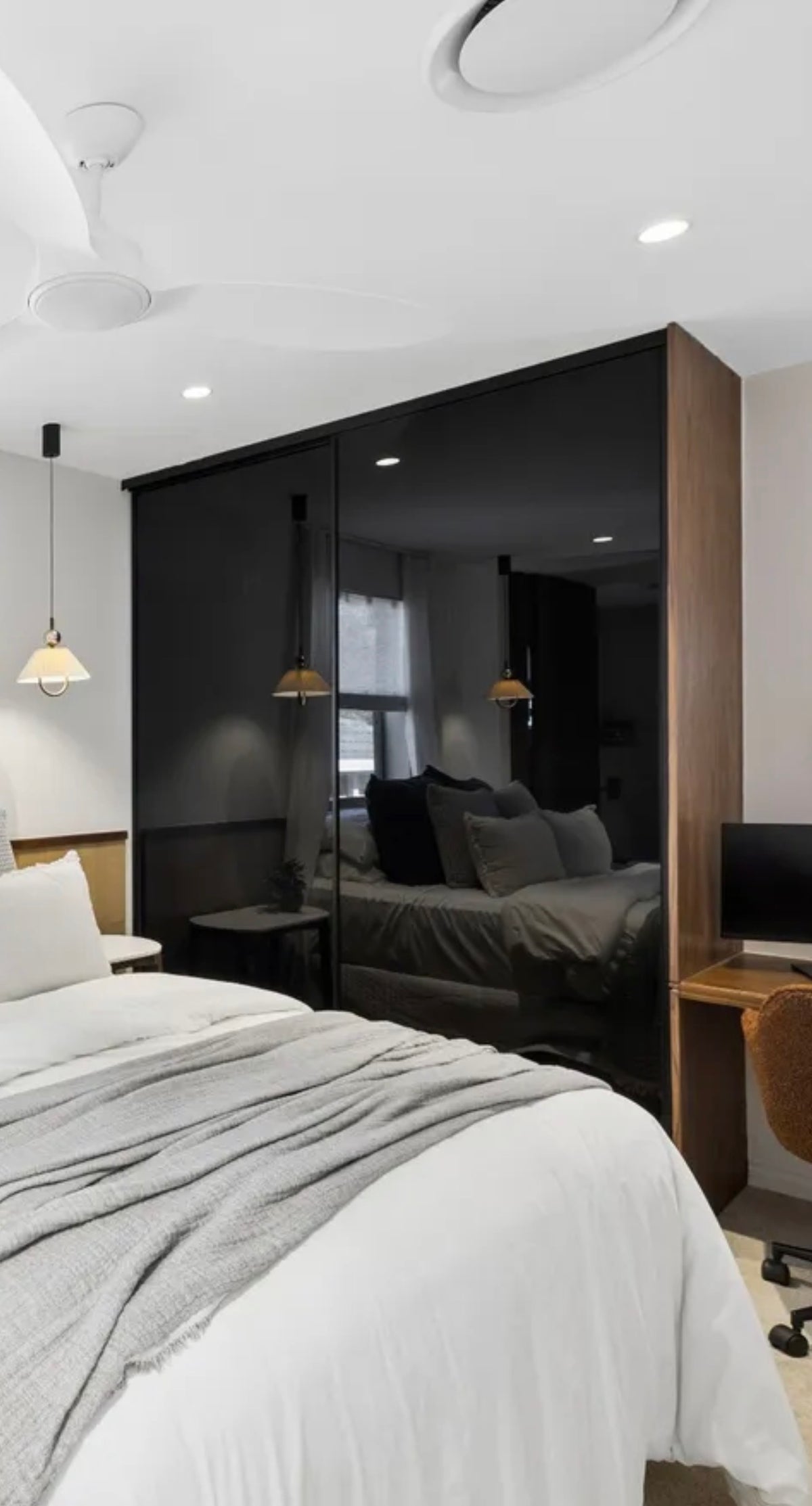Standard Framed Sliding Wardrobe Doors — Black Glass