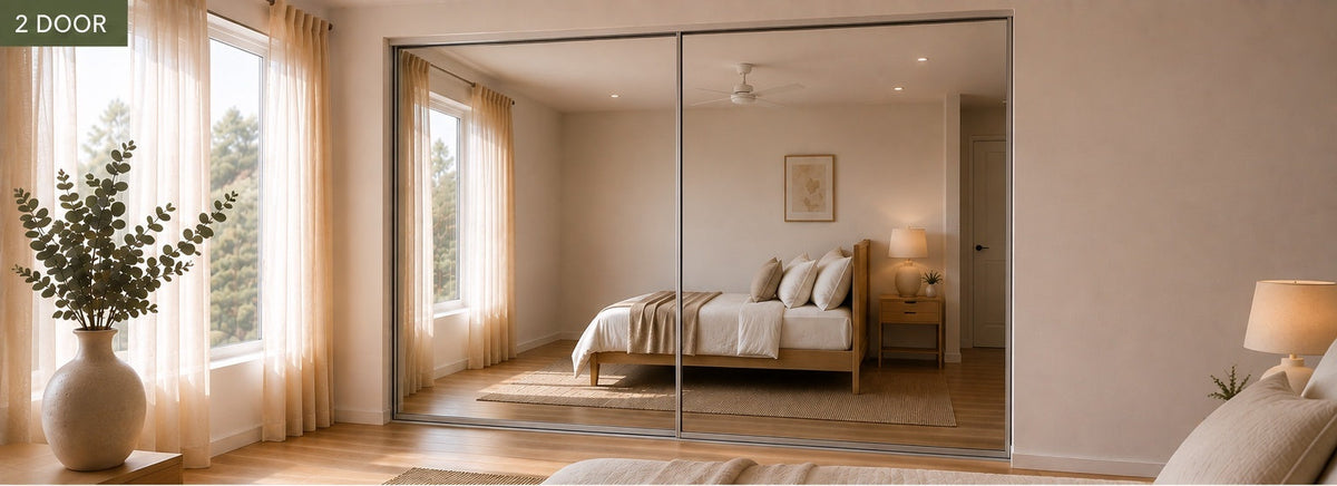 2 door standard framed mirror sliding wardrobe doors - widths up to 2400mm