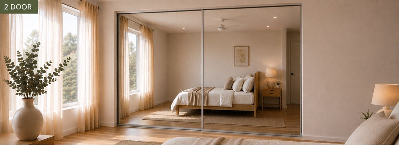 2 door standard framed mirror sliding wardrobe doors - widths up to 2400mm