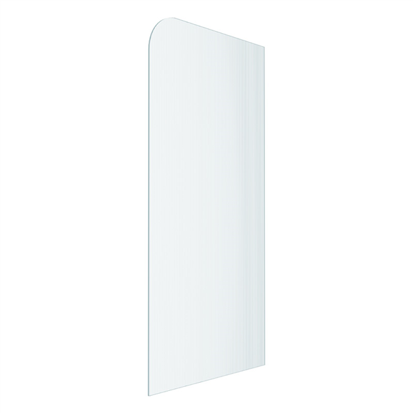 Fluted Glass Shower Screen Fixed Panels - Walk-in shower panel with radius corner, Ultra-clear narrow reed glass