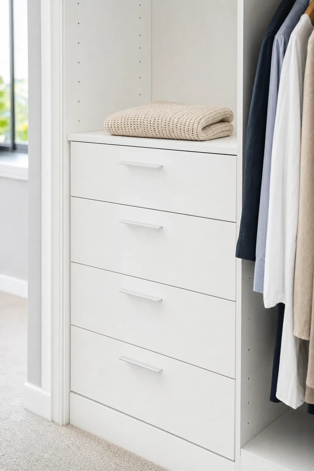 White drawer banks